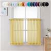 Chyhomenyc Tende trasparenti gialle lunghe 91,4 cm, 2 pannelli, in voile con tasca per bastone, con tasca per bastone, per bagno, soggiorno, casa colonica, piccole finestre, 106 x 91 cm