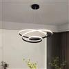 maolo Lampadario LED a Sospensione con Anelli Concentrici - Dimmerabile con Telecomando, 45W x2 per Interni Camera da letto, Soggiorno, Cucina (Nero)