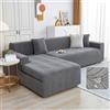 UHVUJDUI Copridivano Impermeabile Copertura Divano Angolare Chaise Longue 3 2 4 Posti Con Penisola,Elasticizzato Salvadivano Forma Di L Antiscivolo Per Cane Animali Antigraffio(Dark gray,90cm-140cm (1pcs))