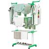 AND HOME Stendino a Torre con Piedi Antiribaltamento - Stendibiancheria Pieghevole in Metallo, Ali Modulari e Richiudibili, Ruote Pivotanti, 18 m di Stenditura, Portata 25 kg - Ideale Per Famiglie, Verde