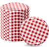 Pullmer Coperchi per vasetti 82 mm, coperchi a vite, coperchi Twist-Off (rosso a quadretti, 50 pezzi)