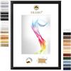 FRAMO Cornici per foto in legno FRAMO 70 x 110 cm (dimensione dell'immagine) in nero opaco | Dimensioni selezionabili | Cornici per poster | Puzzle | Foto collage | Su misura | Fotoquadri su misura