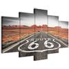 Cuadros B&D XXL - Quadro 200x100 cm 5 Pezzi - Stampa su Tela Strutturata XXL Grande - Quadri Moderni Componibili Camera da Letto Matrimoniale - Stampe da Parete Arte - Route 66 paesaggio c-B-0020-b-o