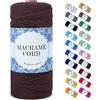 Uiopa Corda Macrame 2mm x 200m, Filo Macrame Corda Cotone, 3 Fili Cordoncino Cotone Spago Colorata, Cordino per Borse Uncinetto Arazzo da Parete Artigianato Fai Da Te Appendini per Piante