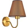 Chao Zan Applique da parete per Interno, Lampada da parete in oro con paralume in tessuto bianco Lampada da soggiorno, E27 Lampada da muro in metallo e stoffa Paralume Comodino (marrone)