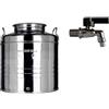Megashopitalia Contenitore Bidone Fusto per Olio in Acciaio Inox 15 30 50 Litri Made in Italy con Guarnizione per Il Tappo e Rubinetto da 1/2 Pollice Incluso (15 Litri)
