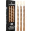 DECO EXPRESS Candele Lunghe Spirale, Set da 3 Candele Antigoccia Contorte, Lunga Durata, Non Profumato per Decorazione Casa, San Valentino, Festa della Mamma (Cappuccino, Set da 3)