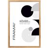 FRAMAI® Cornice portafoto 40 x 60 cm, colore rovere, in MDF ecologico, con plexiglass infrangibile, gancio e supporto