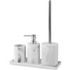 Inbagno Set Accessori Bagno 4 Pezzi Lusso Linea Ivy Effetto Marmo Bianco Include Dispenser, Portaspazzolino, Portascopino E Vassoio In Resina Durevole