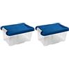 Acan Tradineur Confezione da 2 Scatole di ordinazione in Plastica N. 10 Trasparente con Coperchio Blu Modello HG Capacità 5 litri Dimensioni circa Dimensioni: 19 x 30 x 14,5 cm.