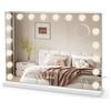 Dripex Specchio da Trucco con Luci, 80x60cm Hollywood da Toeletta con Lampadine a 18 Led Tre Colori di Luce e Funzione di Luminosità Regolabile con Controllo Tattile, Bianco