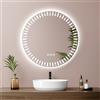 EMKE Specchio da bagno rotondo retroilluminato a LED, diametro 50 cm, con antiappannamento+interruttore a sfioramento+3 colori di luce variabili, specchio decorativo rotondo alla moda