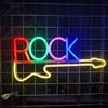 Generic Luci Neon Chitarra Rock LED Decorazione Parete | Design musicale con base acrilica resistente, luce uniforme e facile installazione per studio, camere, bar e feste.