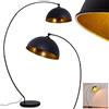 hofstein Lampada da terra Miranda, lampada da terra vintage in metallo in nero/oro, 1 attacco E27, lampada dal design retrò con interruttore a pedale sul cavo in ottica foglia oro, senza lampadina/e