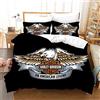 NICHIYO - Set di biancheria da letto Harley Davidson, composto da copripiumino e federa, in microfibra, stampa digitale 3D, 3 pezzi (copripiumino + federe) (10,135 x 200 cm)