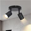 Lichtmaler Lampadario Faretti Parete Lampada Soffitto Nero 2 Faretti | Orientabili Interno GU10 Illuminazione Bagno Soggiorno Cucina Corridoio, Lampadina Non Inclusa, Base Rotonda