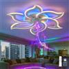 TuoyuanW Lampadario RGB Lampadari Motivo Floreale con Altoparlante Bluetooth Telecomando APP Timer Dimmerabile Plafoniera con Luce Notturna e Funzione di Memoria per la Camera da Letto, Bianco
