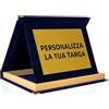 ATS Incisione Targhe & Timbri Targa Personalizzata con Astuccio in Velluto - Regalo per Premi, Laurea, Matrimonio - Made in Italy (Blu con bordino in legno - Targa Oro (28×23 cm))