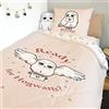 SAHINLER créateur d'univers Warner - Copripiumino Harry Potter Hedwig 140x200 cm + 1 Federa 63x63 cm - 100% Cotone - Ecrù