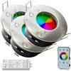 Planetitaly KIT faretto SMART WiFi cromoterapia IP65 box doccia LED 6W RGB lampada multicolore 24V centralina controllo vocale alimentatore RGBW 4000K luce naturale (Silver spazzolato, KIT 3 pz)