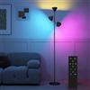 HOMCOM Lampada da Terra a Piantana con 3 Teste Regolabili Indipendenti, Telecomando e Timer, Lampadario LED in Acciaio e Plastica, Ø25x170 cm, Nero