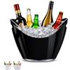 VIRSUS Secchiello Portaghiaccio Ovale 5562, Misura 34,5x26x24 cm, capacità 8 Lt, Secchio in plastica per Ghiaccio, 2 Maniglie, Secchiello per Bottiglie Vini, Champagne per Feste ed Eventi -C (Nero)