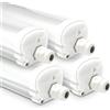 HOFTRONIC - Confezione da 4 lampade LED fluorescenti 150 cm IP65-48W 5760 Lumen - 4000K Bianco neutro - Interconnesso - Plafoniera Tri-Proof - Illuminazione LED TL