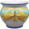 Sicilia Bedda - VASO IN CERAMICA SICILIANA - Prodotto Artigianale di Alta Qualità - Altezza 14 CM Diametro 15 Cm (Maioliche su Sfondo Bianco)