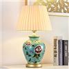 Mengjay Lampada da tavolo salotto lampada Vintage,Ceramica Lampada da scrivania,Luce da Scrivania in Tessuto Bianco,E27 Lampada comodino per camera da letto, studio, comodino, scrivania (Blu)