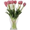 cn-Knight - 20 fiori artificiali di tulipano, steli di tulipano realistici al tocco da 40,6 cm con foglie finte, tulipani e boccioli finti per centrotavola e ornamento per la casa, matrimonio, viola