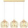 iDEGU 3 Luci Lampadario a Sospensione Moderna 20CM Lampada da Soffitto in Legno e Metallo Design Gabbia Vintage Lampada a Sospensione per Sala da Pranzo Soggiorno Cucina Caffè (Barra, Dorato)