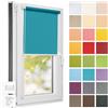 Estika Tenda a rullo semi-trasparente senza forare - 90 x 150 cm - Blu laguna - per interni, per finestre, tessuto con protezione solare