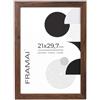 FRAMAI® Cornice portafoto 21 x 29,7 cm marrone MDF cornice ecologica con plessi infrangibili, gancio e supporto