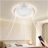 Bellanny 49CM Ventilatore da soffitto con Luce, 360° Rotazione Plafoniere LED, 75W Dimmerabile Lampada da soffitto Telecomando APP, 3 Colore,6 Velocità,Timer, per Case,Soggiorno,Camera da letto,bianco