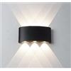 YASTA Applique Led Da Parete Interno Esterno 18W Luce Naturale Lampada Nera Ovale FD-17