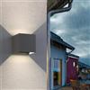Planetitaly Applique Cubo IP65 LED 12W Interruttore CCT da 3000K a 6500K Lampada Parete Moderna Doppio Fascio Luminoso luce Muro Facciata Giardino Terrazzo Ingresso (Grigio)
