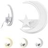 TEKHOME Applique da muro LED 11W design luna e stella, lampada decorativa da parete moderna 3000K-6500K, bianco E47-3C