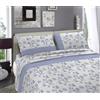 Home Tresor Completo Lenzuola Invernale Felpate in Flanella Matrimoniali 100% Cotone Flanellato Anti Pilling Set Letto 2 Piazze Parure Sopra Sotto e Federe Caldo e Morbido Fantasia Floreale - Rose Azzurro