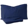 Morbidissimi Set Sacco Copripiumino + 2 federe in Flanella 100% cotone felpato Tinta Unita per letto Matrimoniale BLU