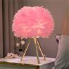 Mengjay Lampada da Comodino,Lampada da Tavolo con Piume Paralume,Abat Jour da Comodino Camera da Letto,E27 Lampada da Scrivania Moderna Luce da Lettura per Soggiorno (Rosa scuro)