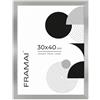 FRAMAI® Cornice portafoto 30 x 40 cm Argento MDF, cornice ecologica con plexiglass infrangibile, gancio e supporto