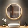 Viugreum Specchio rotondo con illuminazione, 60 cm, specchio da bagno con illuminazione, specchio a LED, bagno, specchio da parete con 3 colori di luce, dimmerabile, anti-appannamento, interruttore