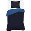 Morbidissimi Set Copripiumino Bicolore 100% Cotone, sacco e 1 federa Double Face, 100% Made in Italy, Singolo, Blu-Royal