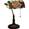 Uziqueif Lampada da scrivania Vintage, Lampada da Tavolo Tiffany, Paralume in Vetro, abat Jour da Comodino con Interruttore a Catena, per la casa, Il Letto, la scrivania, Ufficio,A