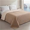 Clara Home Milano Copriletto Trapuntato Capri in Microfibra Manopesca, Double Face, Trapuntino Primavera Estate, Qualità Premium, Made in Italy, Coperta Letto Singolo, Colore Nocciola
