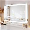 Dripex Specchio da Trucco Illuminato a LED, 80x58 cm (L x H), Controllo Tattile, 3 Modalità di Colore della Luce, Luminosità Regolabile, Include Specchio d'Ingrandimento, da Tavolo o da Parete, Bianco