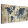 murando - Quadro Grande Mappamondo Planisfero da Parete 225x90 cm 5 Pezzi Stampa su Tela - Quadri Moderni Grandi per Soggiorno - Pannelli Decorativi - Mappa del Mondo Vintage Blu k-A-0415-b-m-l