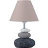 SXYSXYSXY Moderno Lampada da tavolo Ceramica Pietre Lampada da comodino nordico Piccolo Paralume in tessuto E27 Lampada da scrivania Camera da letto Soggiorno Hotel Caffetteria D20.2*H32CM,Grigio