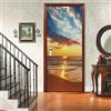 A.Monamour Adesivo Porta Autoadesiva 3D Cloudscape Sopra Il Paesaggio Della Spiaggia Del Mare All'Alba Vinile PVC Adesivi per Porte Interne Pellicola Adesiva Poster Murale Parete 77x200cm