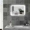 HOMCOM Specchio Bagno con Luce LED 70x50cm, Specchio da Parete con 3 Colori Dimmerabile, Funzione Memoria, Antiappannamento, Interruttori Touch, in Vetro Temperato, IP44, Orizzontale/Verticale